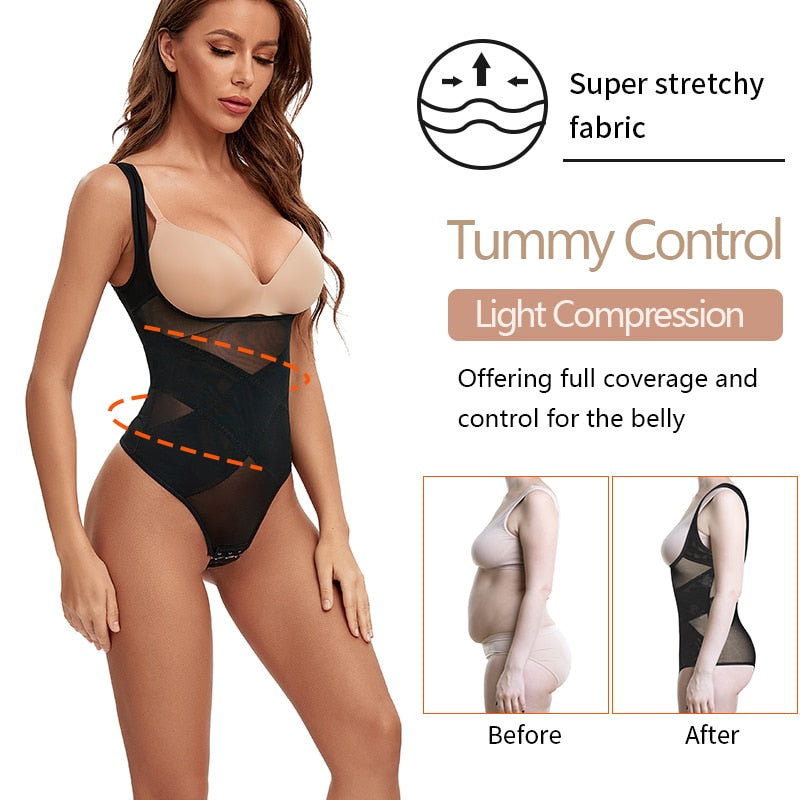 1 Piece Mesh Bodysuit Seamless Full Body Shaper Waist Tummy Control Underwear Underbust Corset Shapewear The Clothing Company Sydney