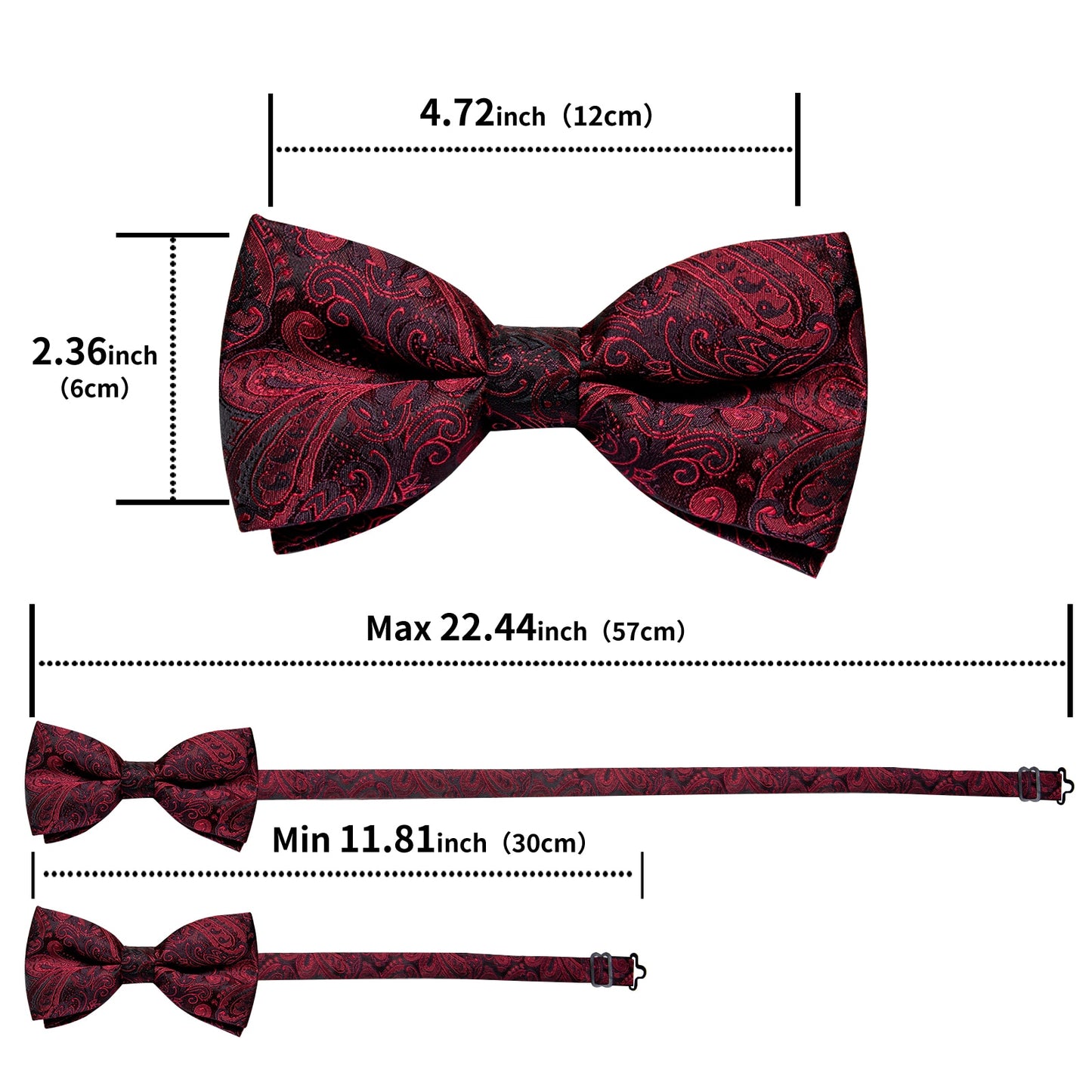Wedding Bow Tie for Men Classic Red Pre-tied Bowtie Cufflinks Corsage Set for Party Silk Butterfly Knot Gift Set The Clothing Company Sydney