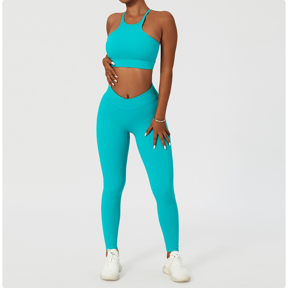 2 Piece Women's Yoga Set Workout Shirts Sport Pants Bra Gym Suits Fitness Shorts Crop Top High Waist Running Leggings Sports Sets The Clothing Company Sydney