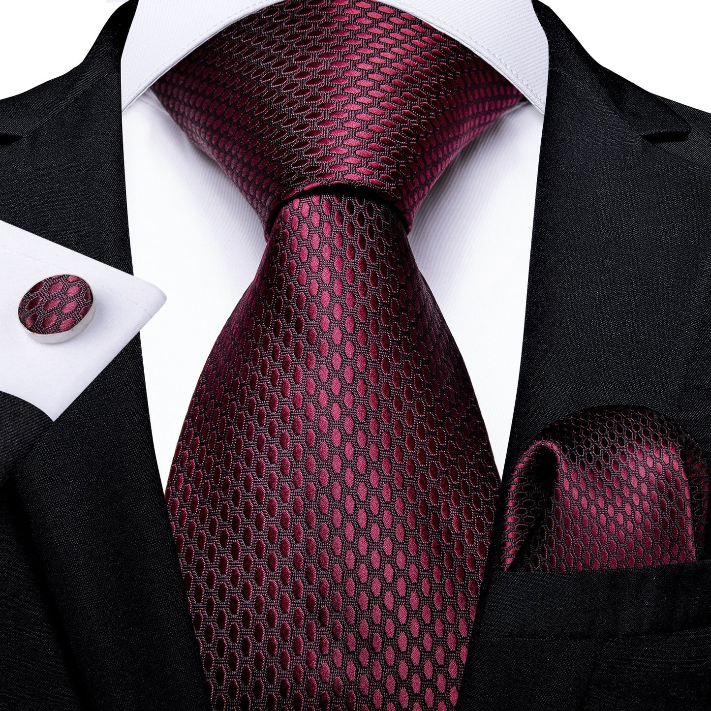 Designer Wedding Men's Tie Red Solid Striped Paisley Neckties For Men Business Hanky Cufflinks Tie Set The Clothing Company Sydney
