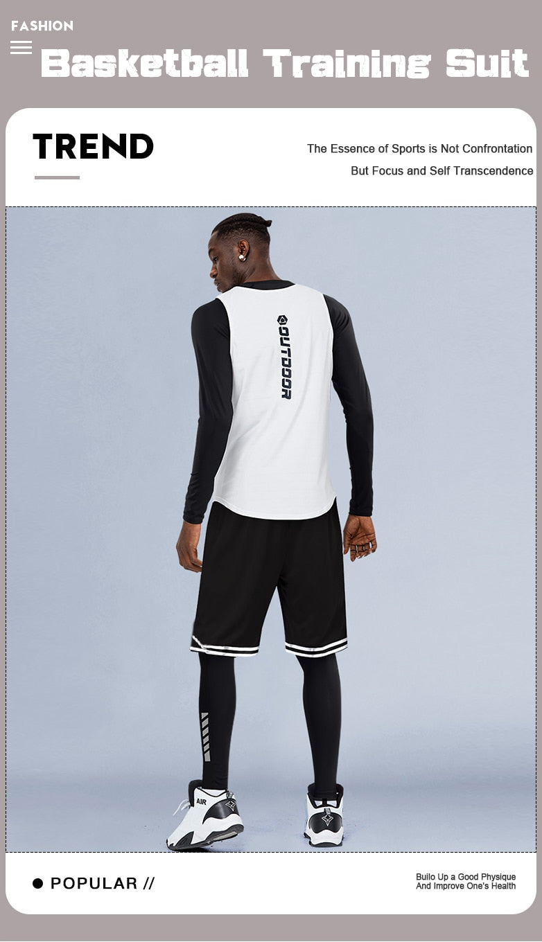 4 Piece/Set Men's Basketball Tracksuit Gym Fitness Compression Sports Suit Running Jogging Sport Wear Exercise Workout Tights Shorts The Clothing Company Sydney