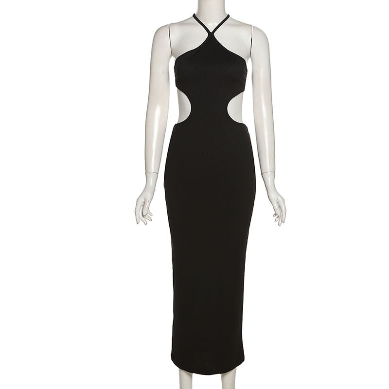 Summer Halter Maxi Dress Elegant Sexy Sleeveless Backless Club Party Cutout Bandage Dresses The Clothing Company Sydney