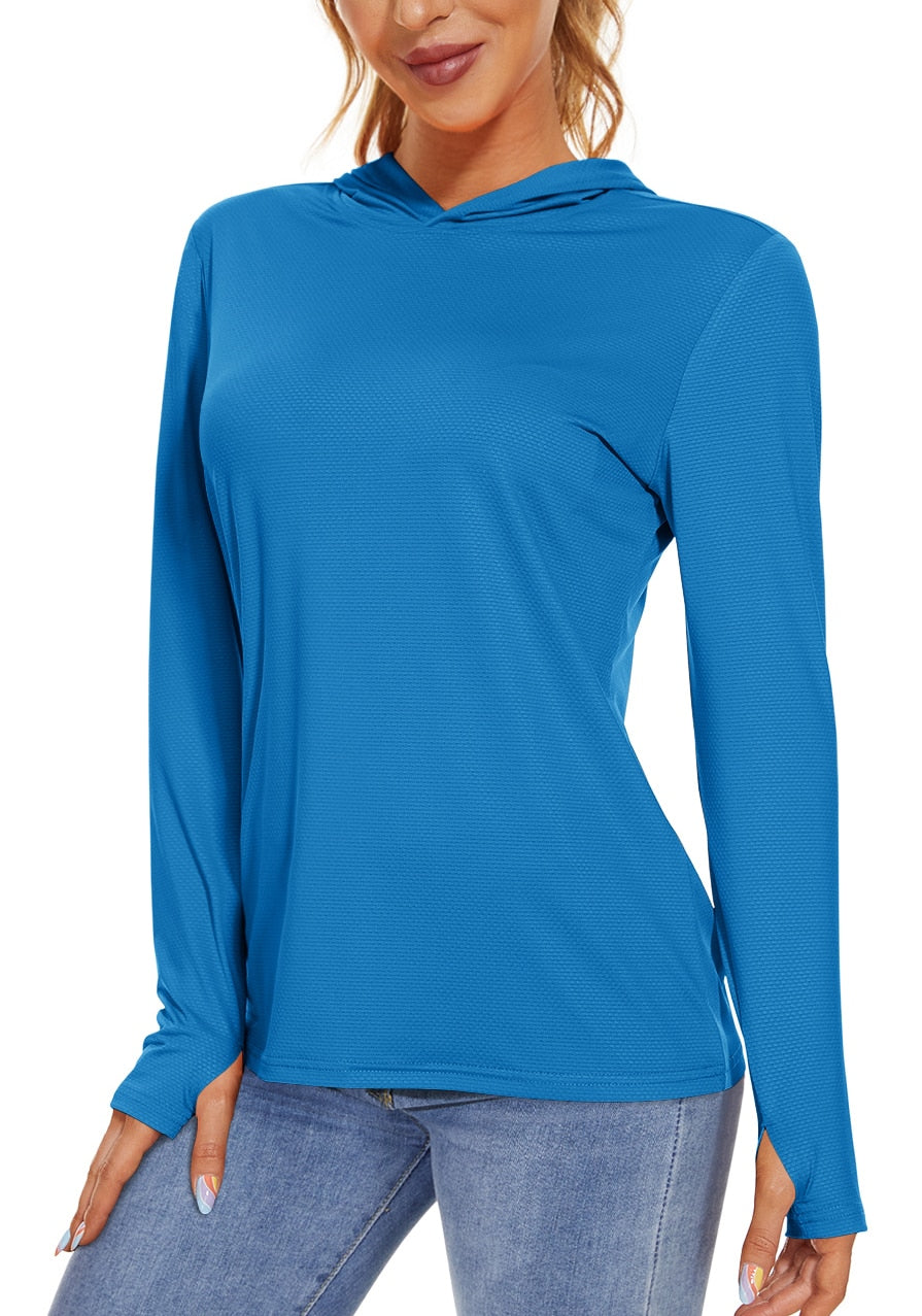 Summer UV/Sun Protection Outdoor Hooded T-shirt Women's Hoodie Shirt UPF 50+ Long Sleeve Fishing Hiking Athletic Shirts The Clothing Company Sydney