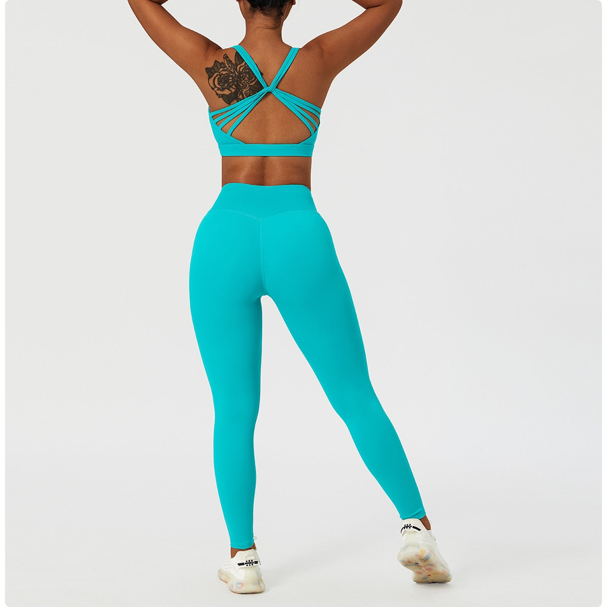 2 Piece Women's Yoga Set Workout Shirts Sport Pants Bra Gym Suits Fitness Shorts Crop Top High Waist Running Leggings Sports Sets The Clothing Company Sydney