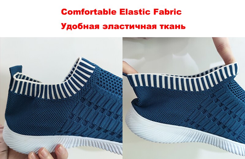 Breathable Mesh Sneakers Summer Slip on Soft Bottom Running Shoes Woman Plus Size Elastic Knit Casual Flats The Clothing Company Sydney