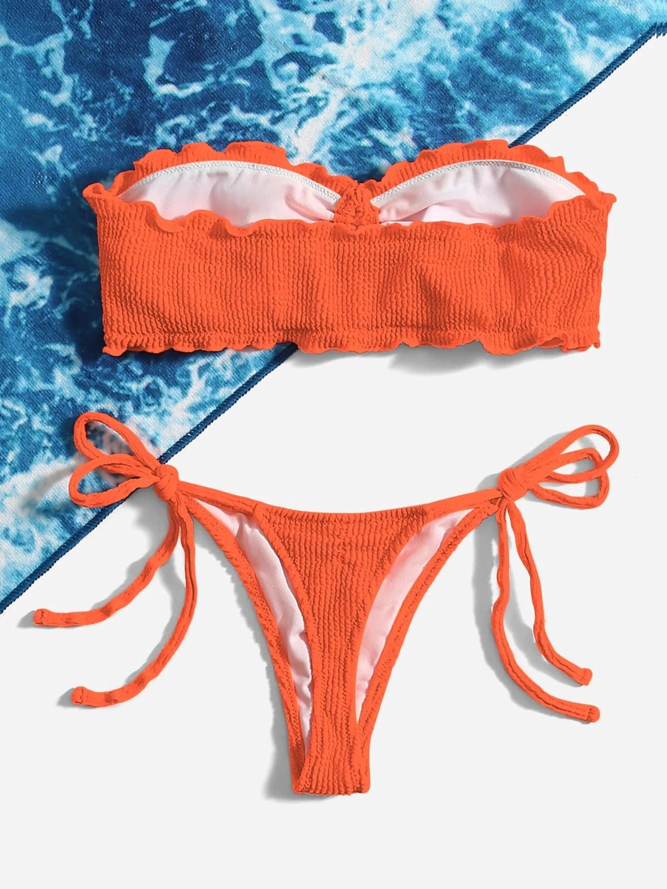 Tie Front Bandeau Thong Bikinis Two Piece Swimwear Swimsuit Bikini Set Summer Beach Bathing Suit The Clothing Company Sydney