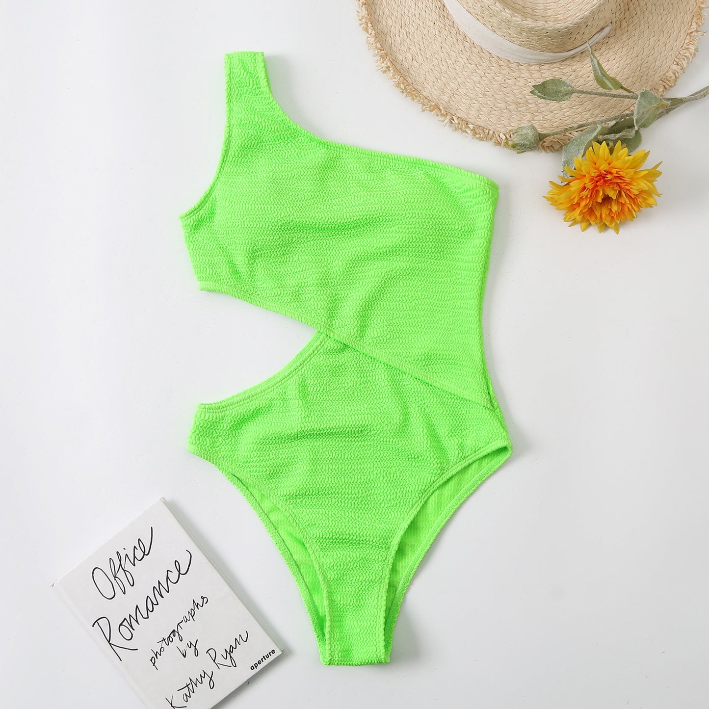 One Piece Swimsuit One Shoulder Solid Swimwear Ribbed Monokini Bathing Suit Beachwear Swimming Suits The Clothing Company Sydney