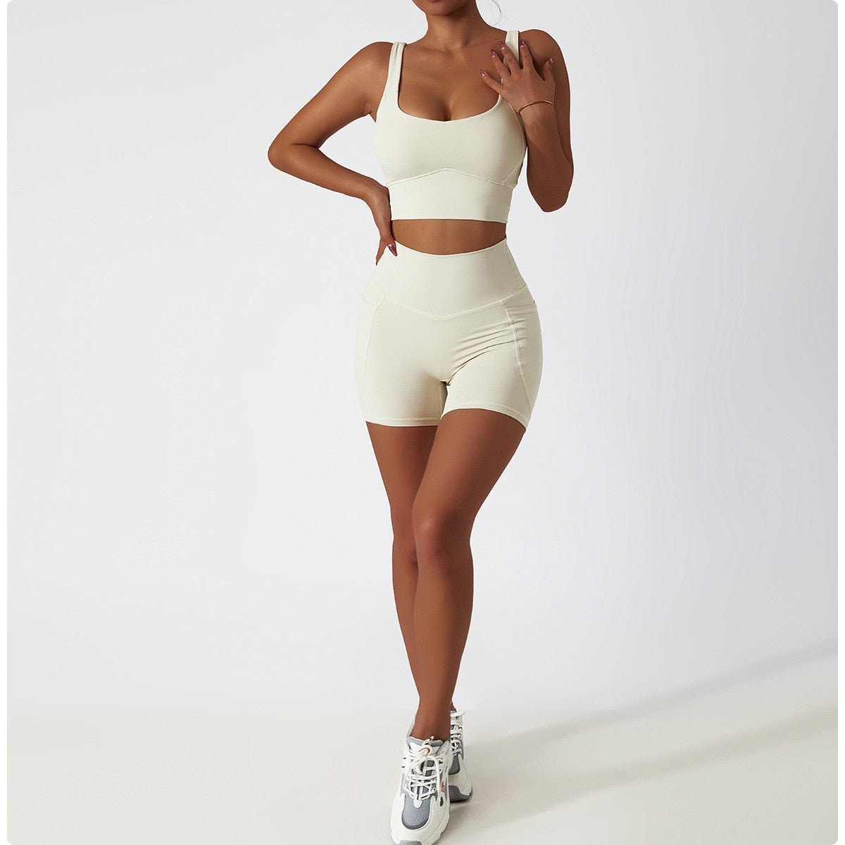 2 Piece Women Yoga Set Seamless Workout Suit Sportswear Gym Clothing Fitness Bra High Waist Leggings Sports Shorts Sports Suits The Clothing Company Sydney