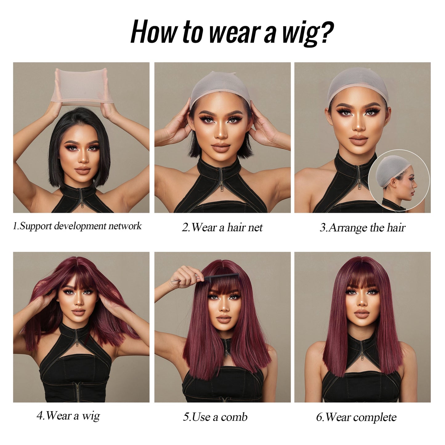 Short Straight Bob Wigs with Bang Golden Brown Natural Synthetic Hair for Women Daily Cosplay Heat Resistant Fiber Wigs The Clothing Company Sydney