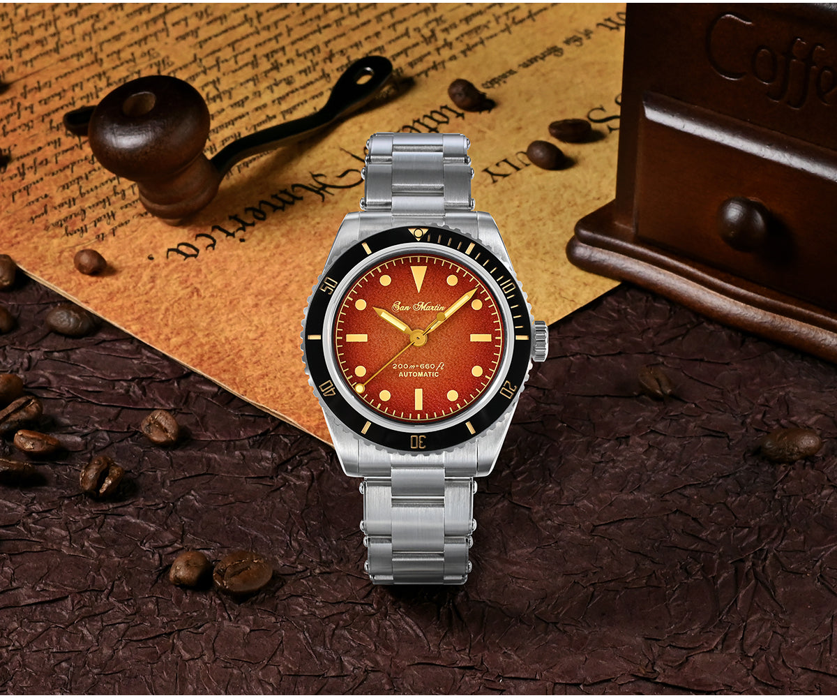 San Martin Men's 38mm Diver 6200 Retro Water Ghost Luxury Sapphire NH35 Automatic Mechanical Vintage 20Bar Luminous Watch Clothing Company Sydney