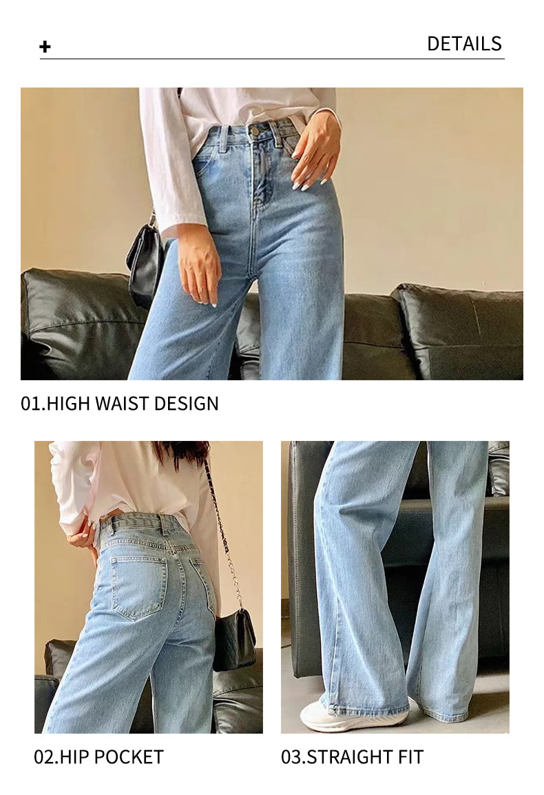 Y2k Wide Leg Pants High Waist Mom Jeans Fashion Denim Trousers Blue Jeans The Clothing Company Sydney