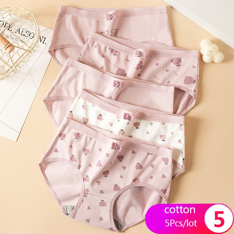 7Pcs/5Pcs Women Panties Comfort Cotton Mix Breathable Underwear Seamless Ladies Low Waist Lingeries Cute Girls Briefs The Clothing Company Sydney