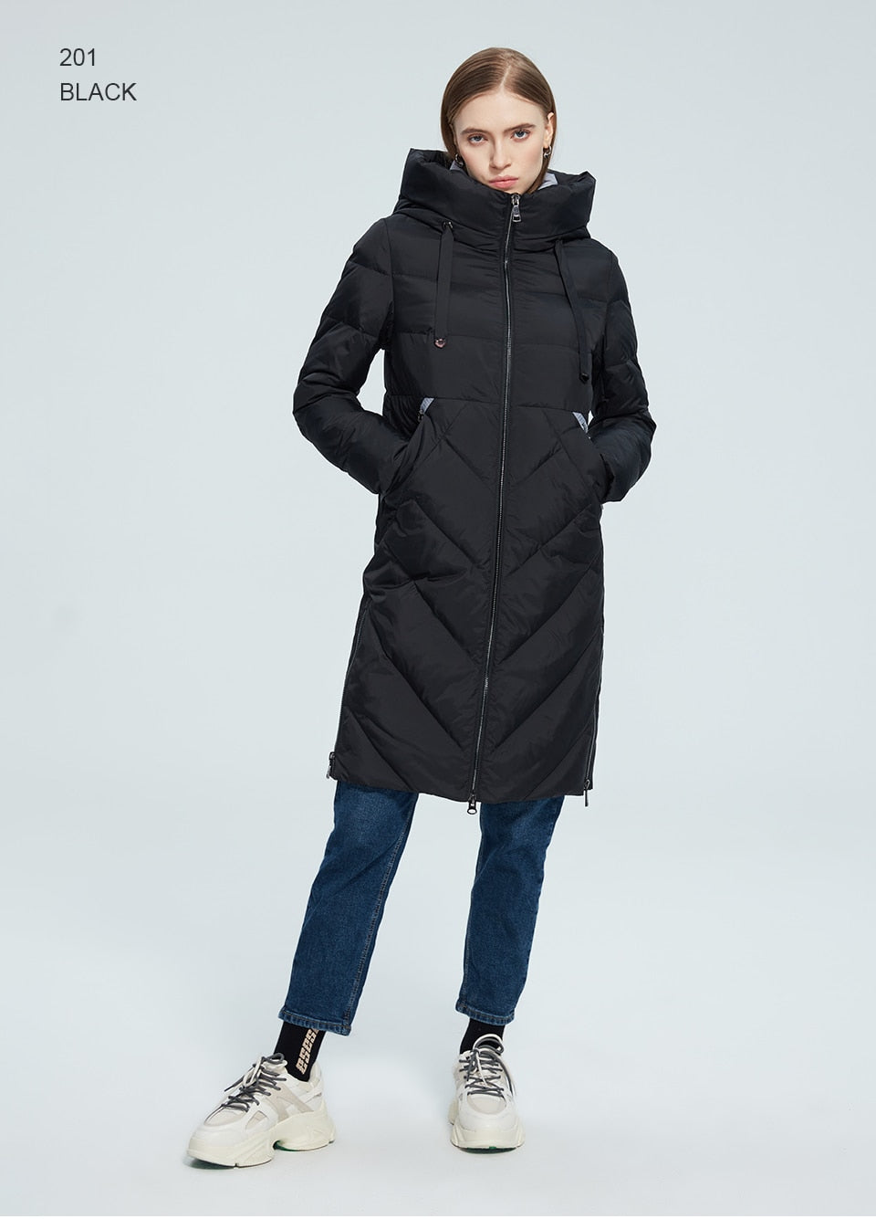 Winter Women Long Cotton Jacket Stand Collar Hooded Warm Windproof Coat Pockets Zipper Parka The Clothing Company Sydney