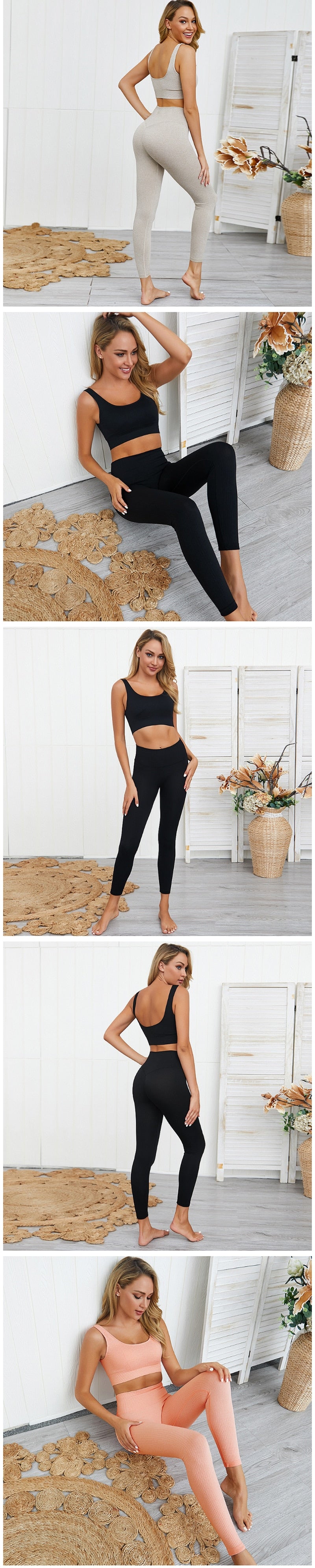 2 Pieces Seamless Fitness Yoga Suit Gym Push Up Clothes Workout Sport Set Padded Sports Bra High Waist Legging Sportswear The Clothing Company Sydney