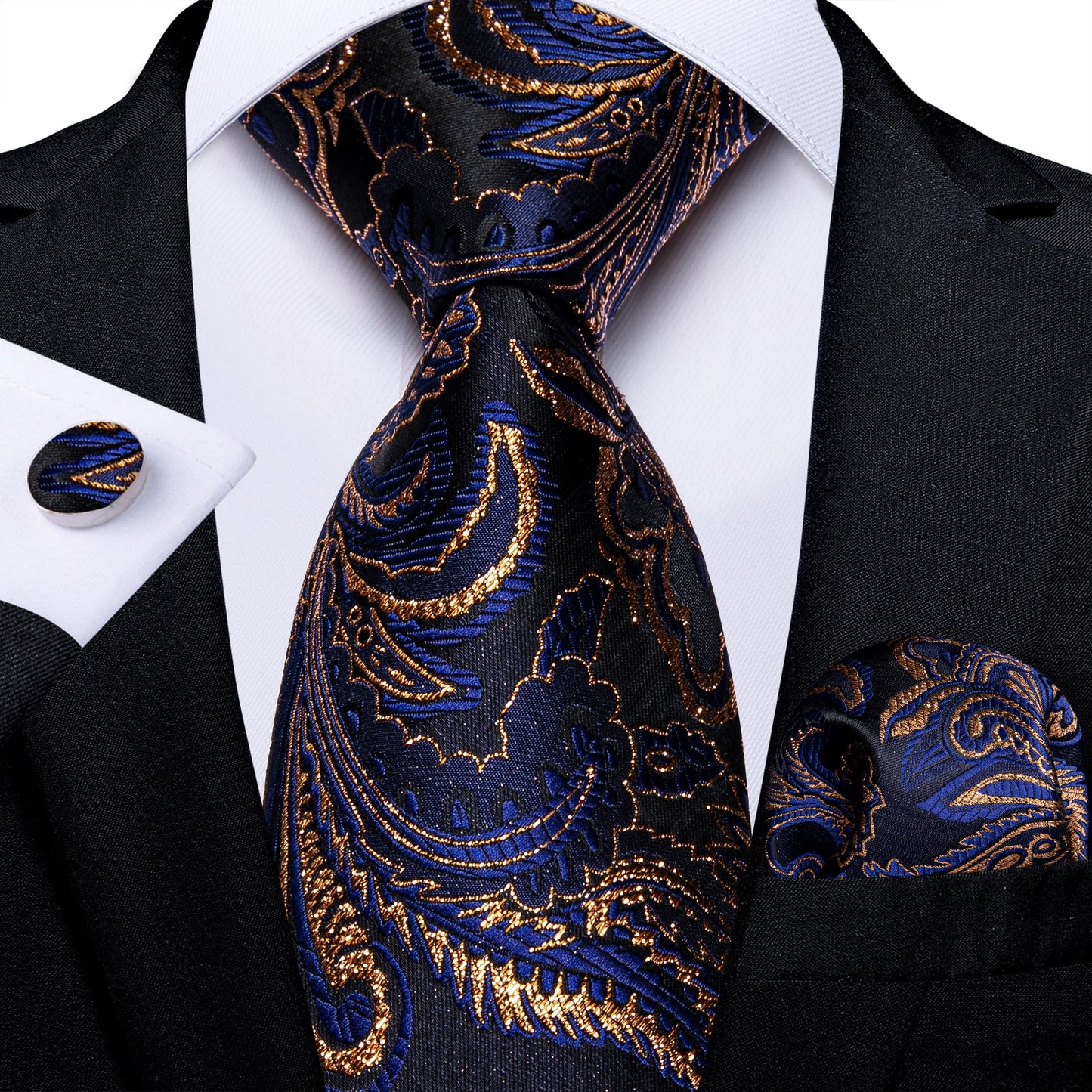3 Piece Classic 100% Silk Men's Ties 8cm Blue Plaid Dot Striped Business Necktie Handkerchief Wedding Party Tie Set The Clothing Company Sydney