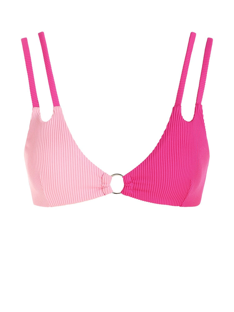 Two Tone Color Block O-ring Honeycomb Textured Bikini Swimwear Mix & Match Swimsuit Separates Beach Top And Bottom The Clothing Company Sydney