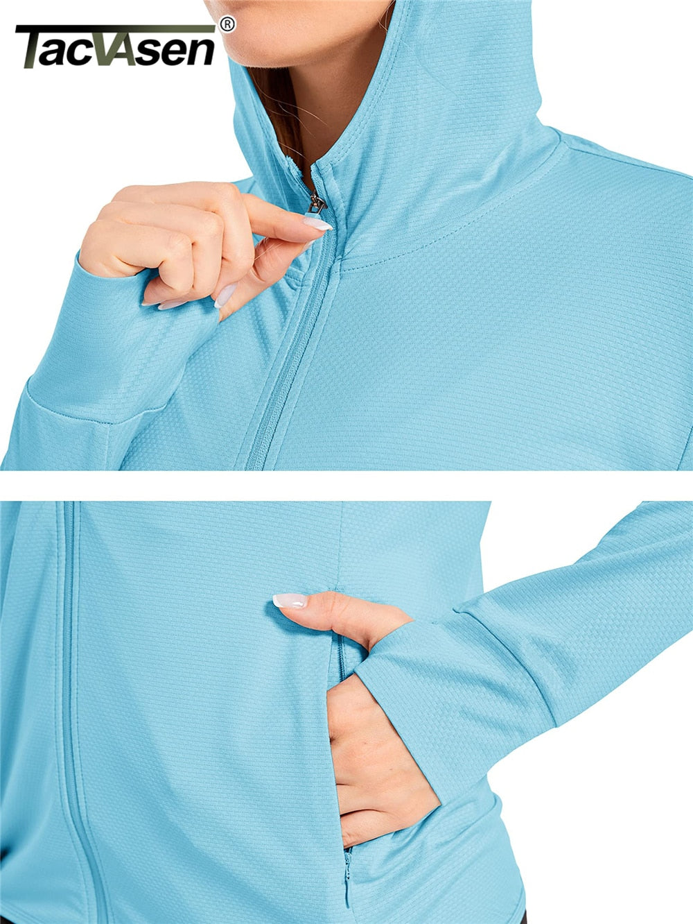 Summer Sun Protection Hoodies Women's Long Sleeve Casual Shirts UPF 50+ Sun Block Full Zip T-shirts With Zipper Pockets The Clothing Company Sydney