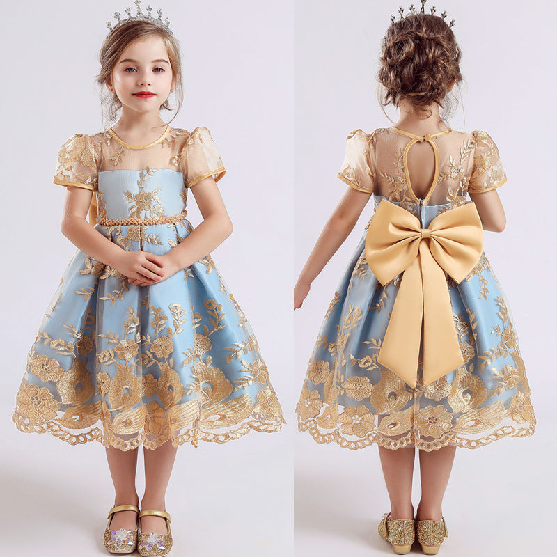 Embroidery Flower Wedding Evening Children Clothing Princess Party Kids Dresses for Girls Birthday Party Lace Flower Ball Gown The Clothing Company Sydney