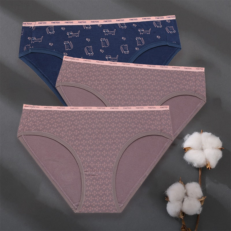 3 pack Set Women Panties Cotton Underwear Patchwork Cute Design Lingerie Underpants Pantys Sexy Briefs Intimates for Girls The Clothing Company Sydney