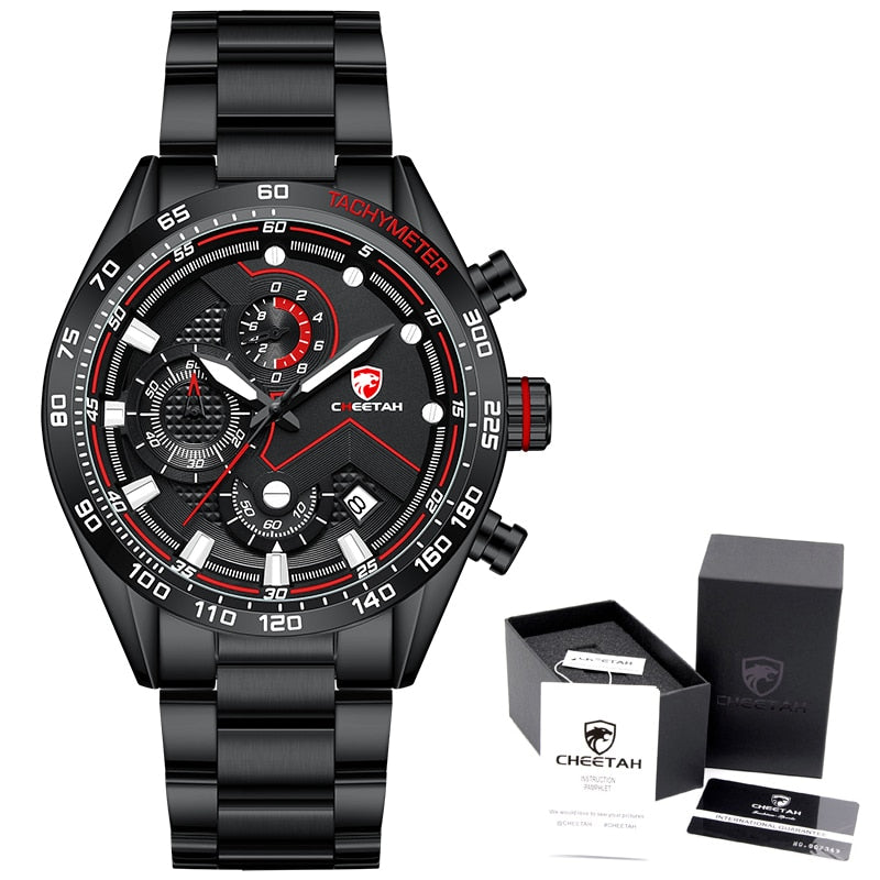 CHEETAH Men's Top Luxury Brand Stainless Steel Business Quartz Watches Chronograph Casual Sport Wrist Watches for Men The Clothing Company Sydney