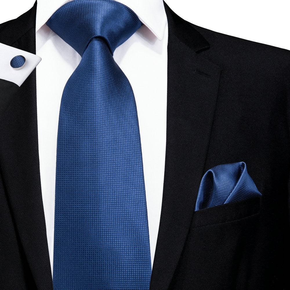 Business Tie for Men Silk Blue Tie Dots Necktie Set Plaid Cufflinks for Wedding Business Tie 150cm The Clothing Company Sydney