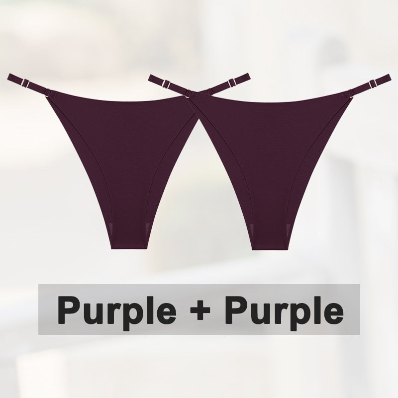 2 pack Seamless Silky G-String Thongs Lingerie Low Rise Panties Adjustable Waistband Straps Hipster Underwear Intimates The Clothing Company Sydney