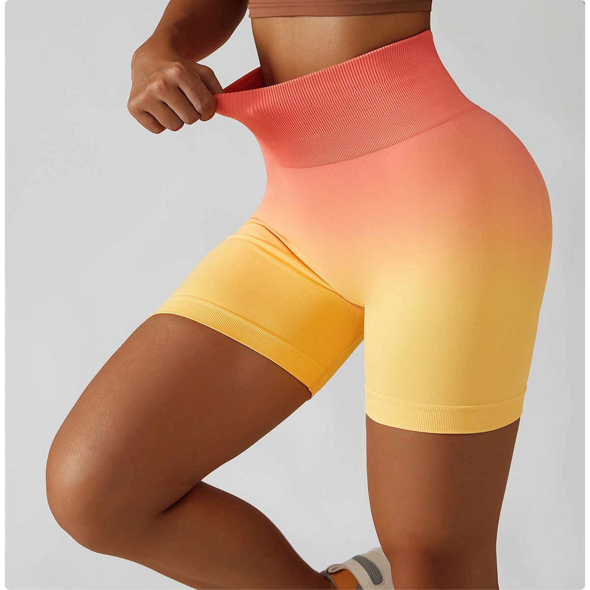 Gradient Seamless Yoga Shorts Gym Running Workout Tight Sports Shorts High Waist Elastic Butt Lifting Fitness Pants Shorts The Clothing Company Sydney