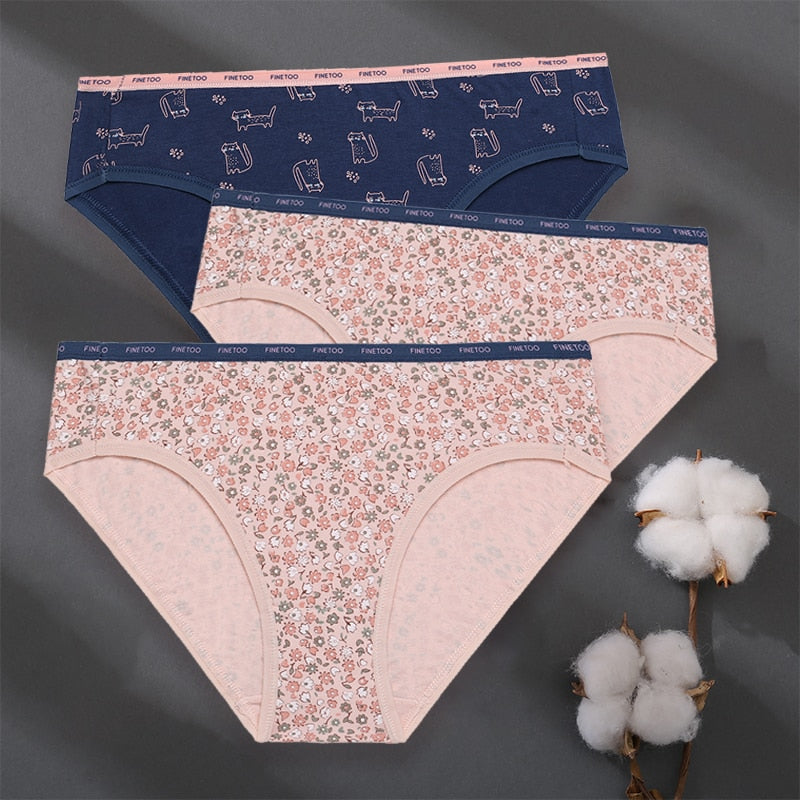 3 pack Set Women Panties Cotton Underwear Patchwork Cute Design Lingerie Underpants Pantys Sexy Briefs Intimates for Girls The Clothing Company Sydney