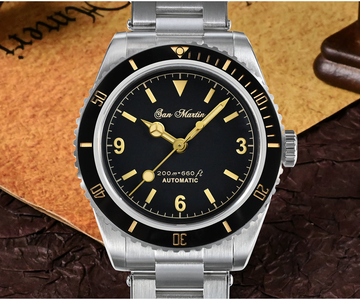 San Martin Men's 38mm Diver 6200 Retro Water Ghost Luxury Sapphire NH35 Automatic Mechanical Vintage 20Bar Luminous Watch Clothing Company Sydney