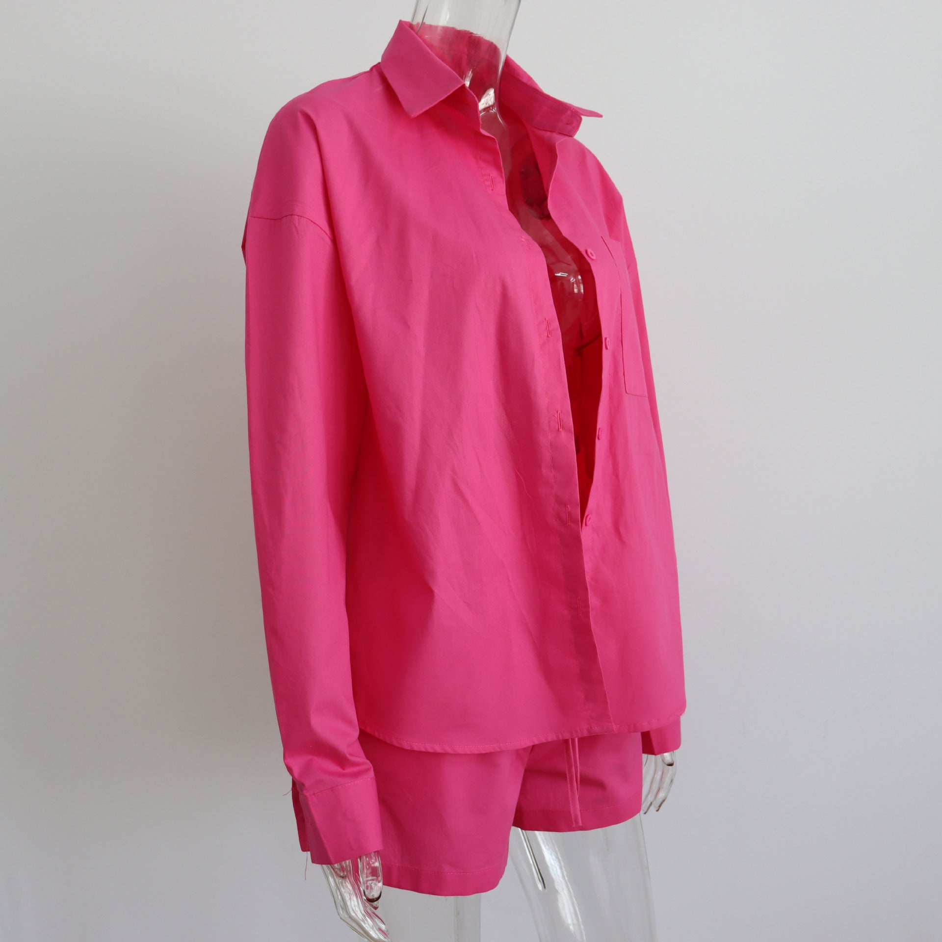 2 Piece Long Sleeve Shirt With Mini Shorts Cotton Stretch Waist Two Pieces Ladies Outfits Blouses Fashion Set The Clothing Company Sydney