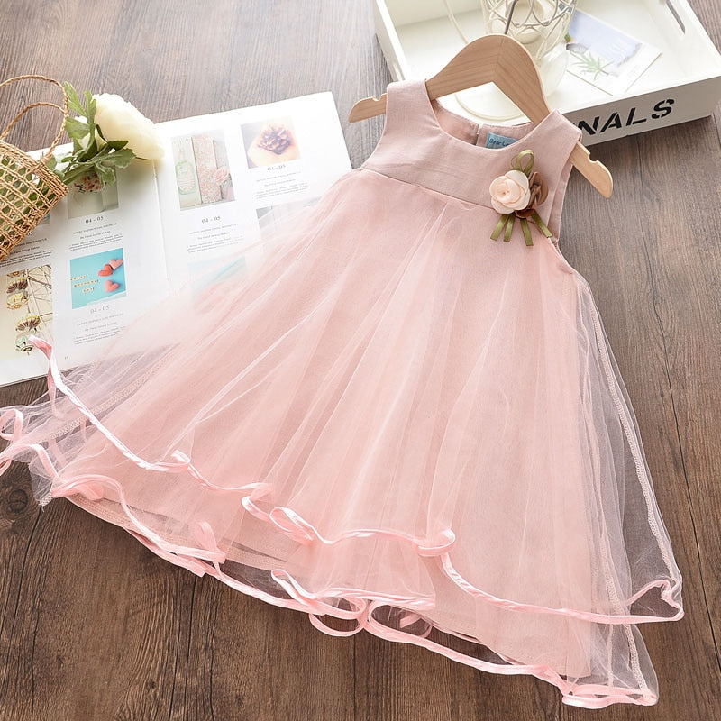 Kids Dresses for Girls Sleeveless Dress Sequined Party Costume Mesh Summer Puffy Rainbow Children Dress The Clothing Company Sydney