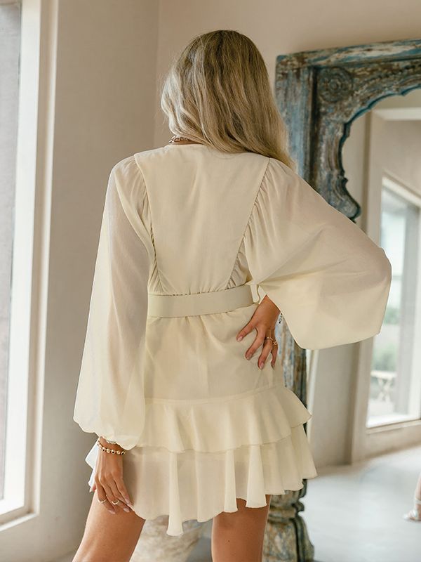 Belt blue plaid batwing long sleeve women dress summer Office ruffle shirt mini dress Casual button A-line Dress - The Clothing Company Sydney