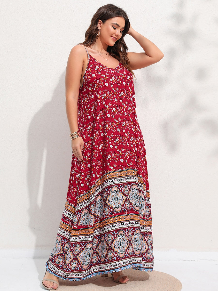 Ditsy Floral Maxi Cami Dress Backless Plus Size Women's Summer Elegant Large Hem Beach Dresses The Clothing Company Sydney