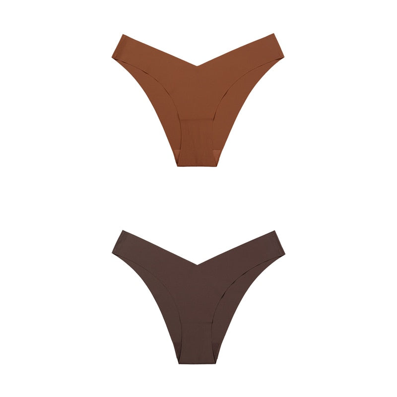 2 Pack Seamless Panties for Women Ice Silk Low Waist Underwear Fitness Sports Lingerie T-back G-string Thong Underwear The Clothing Company Sydney