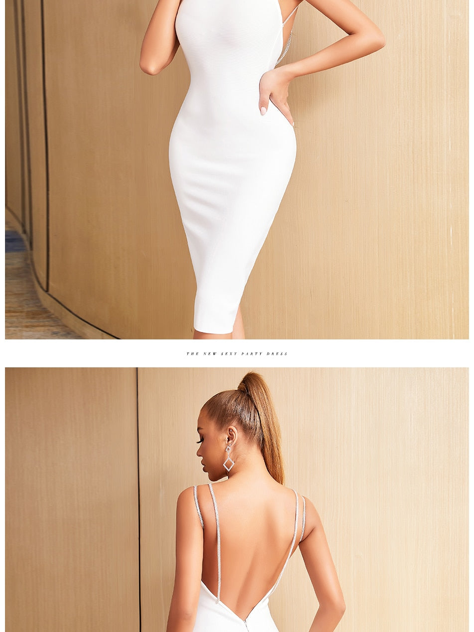 Summer Spaghetti Strap Backless Bandage Dress Diamonds Celebrity Club Evening Runway Party Dresses The Clothing Company Sydney