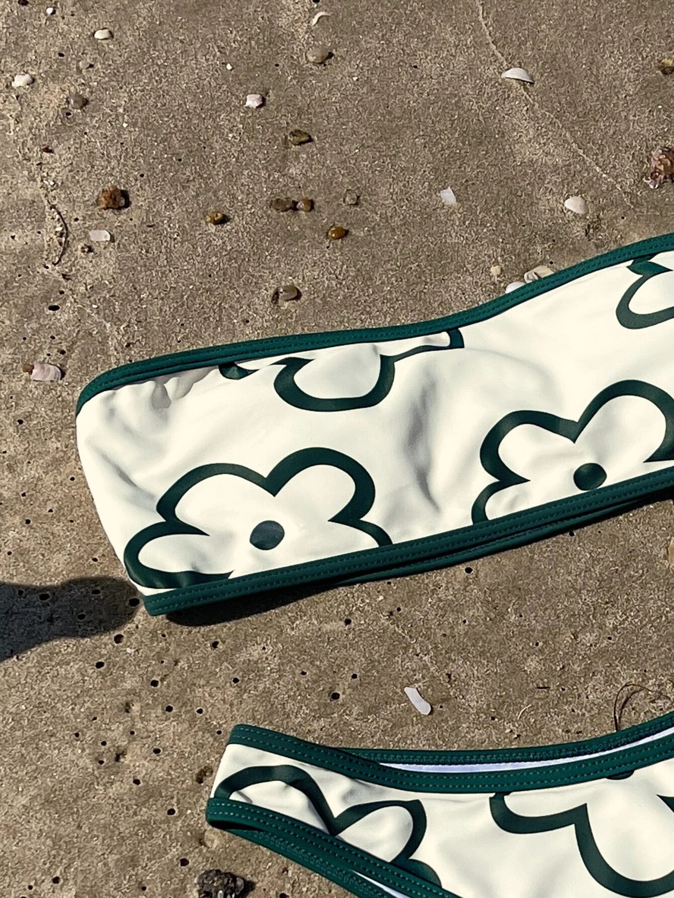 Floral Print Contrast Binding Bandeau Bikini Swimsuit Two Piece Swimwear Bikini Set Summer Beach Bathing Suit The Clothing Company Sydney