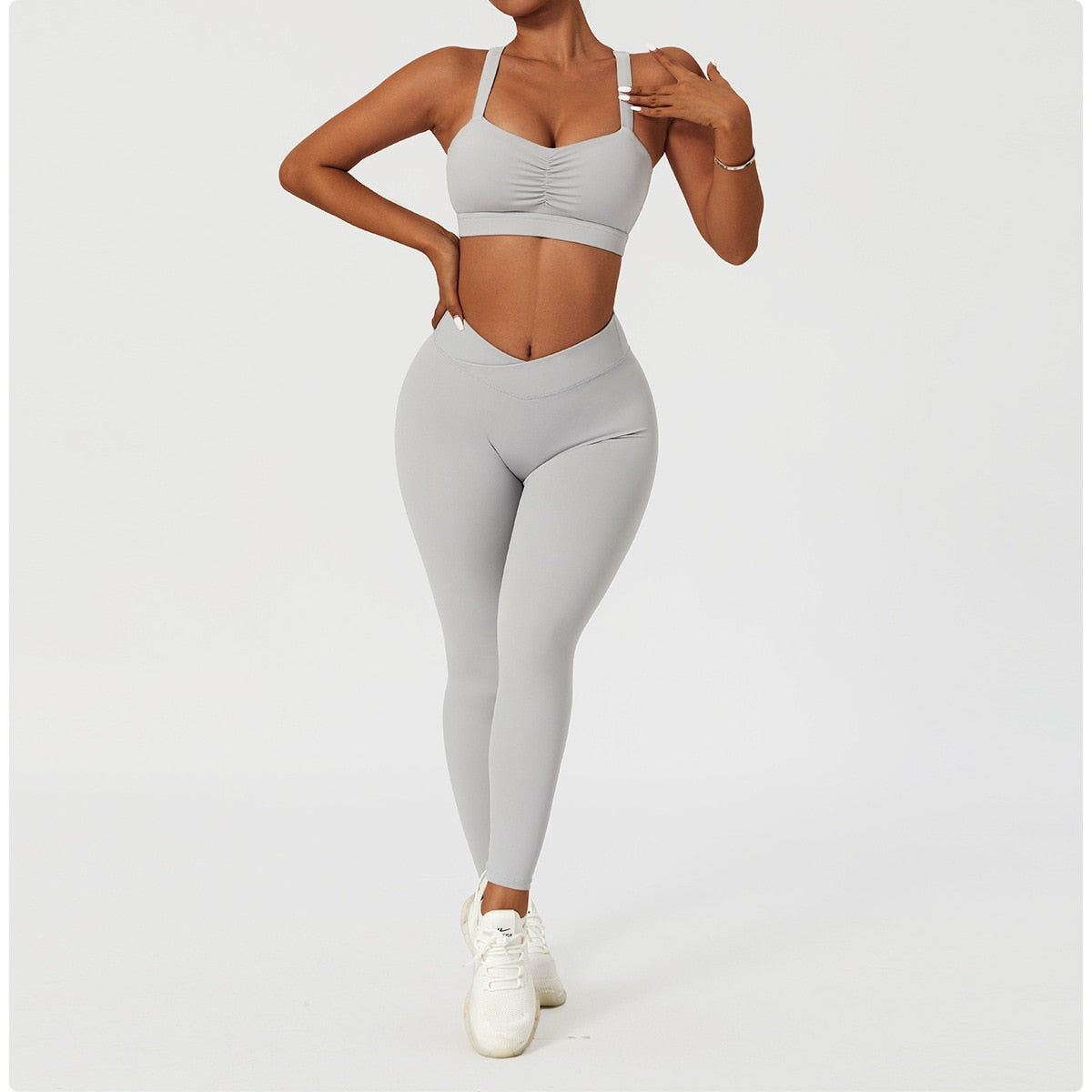 2 Piece Women's Yoga Set Workout Shirts Sport Pants Bra Gym Suits Fitness Shorts Crop Top High Waist Running Leggings Sports Sets The Clothing Company Sydney