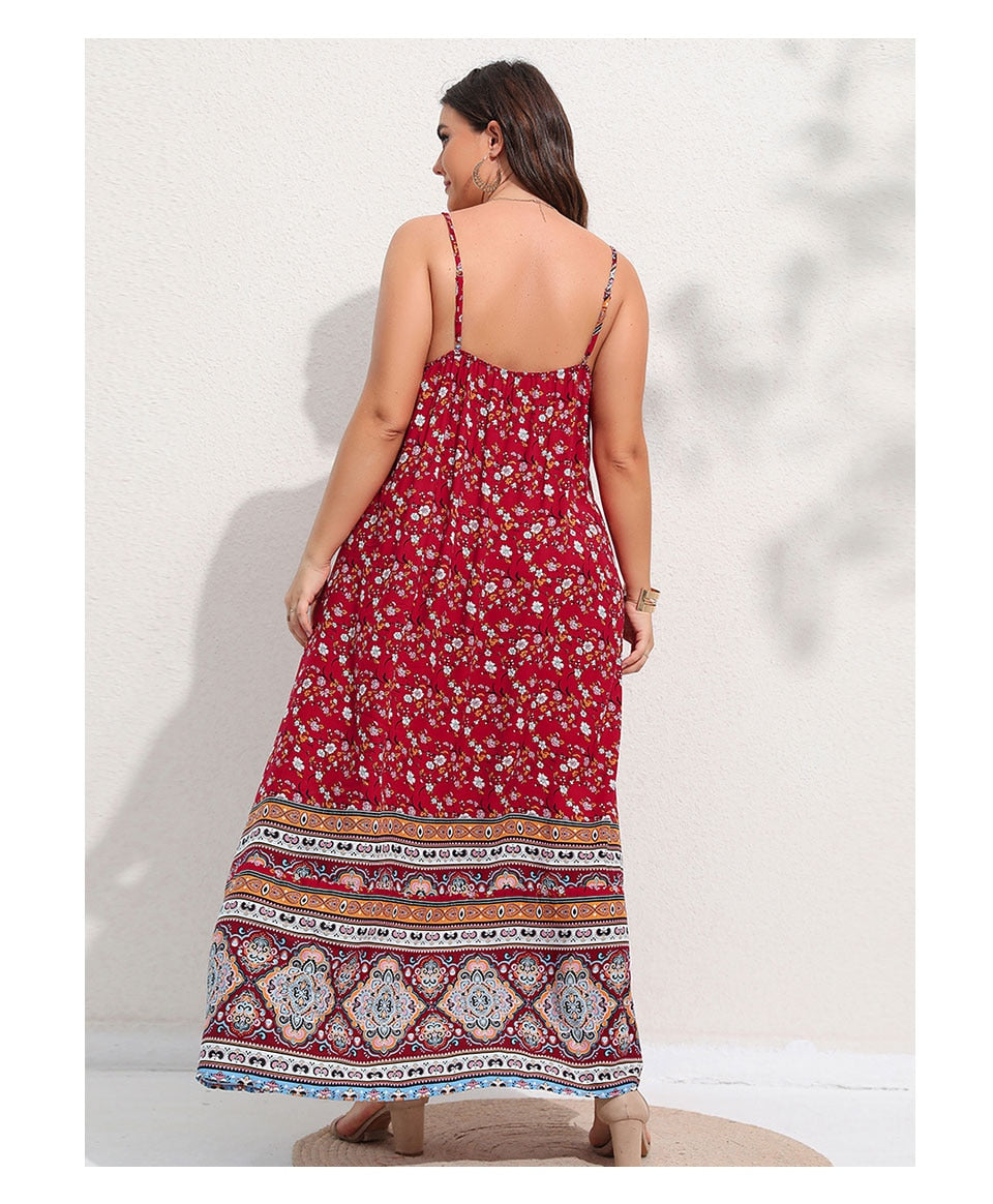 Ditsy Floral Maxi Cami Dress Backless Plus Size Women's Summer Elegant Large Hem Beach Dresses The Clothing Company Sydney