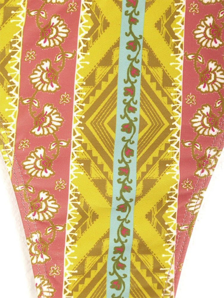 Two Piece Swimwear Ribbed Bohemian Paisley Print String Halter Bikini Set Women Tie Side Swimsuit Colorblock Bathing Suit The Clothing Company Sydney