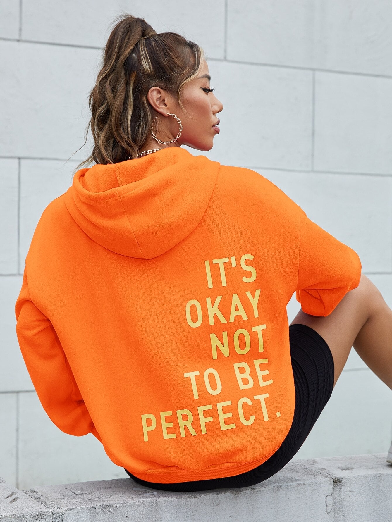 It's Okay No To Be Perfect Print Cotton Mix Long Sleeve Hoodie Niche Soft Sweatshirts Essential Comfortable Tracksuit Sweatershirts The Clothing Company Sydney