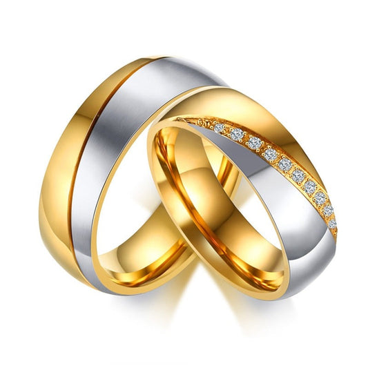 Temperament Wedding Rings For Women Men CZ Stones Stainless Steel Engagement Band Anniversary Personalized Gift Jewellery The Clothing Company Sydney
