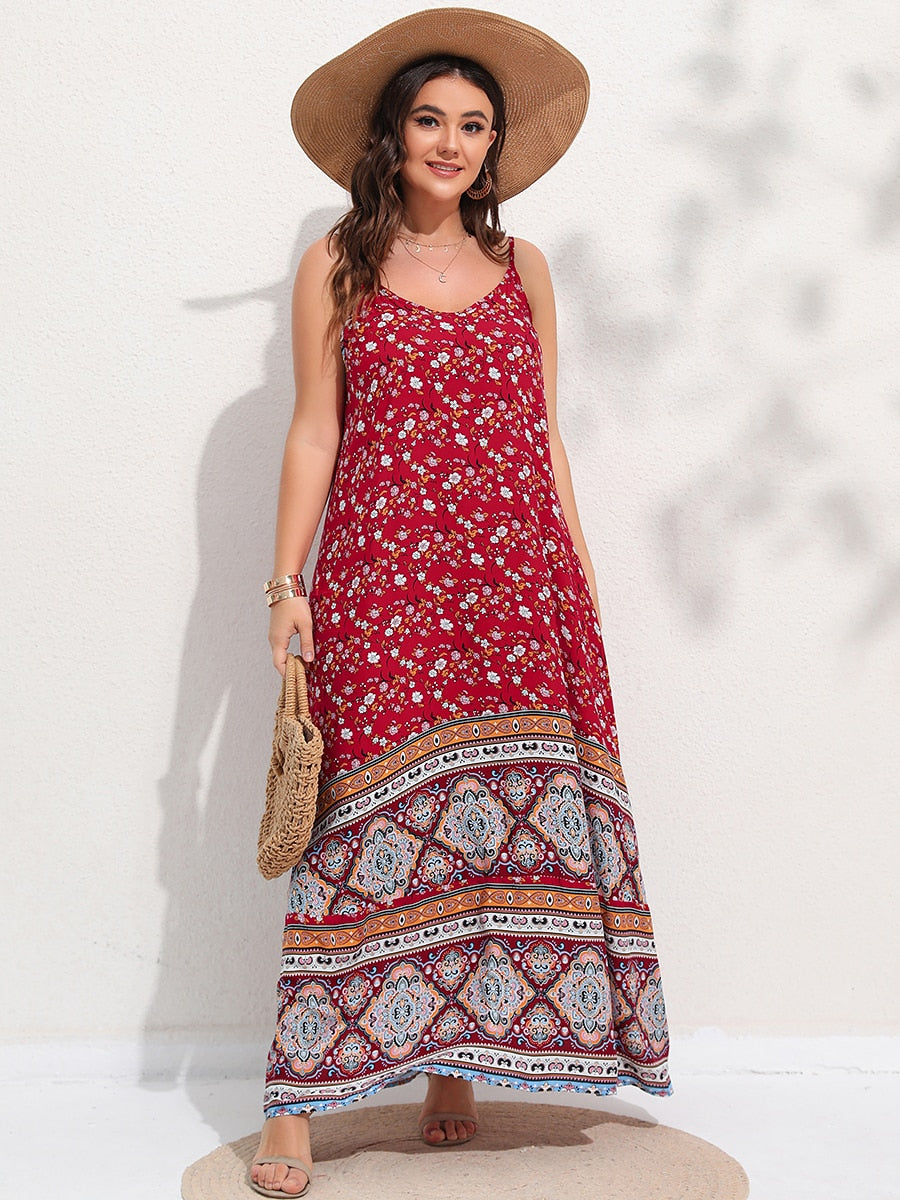 Ditsy Floral Maxi Cami Dress Backless Plus Size Women's Summer Elegant Large Hem Beach Dresses The Clothing Company Sydney