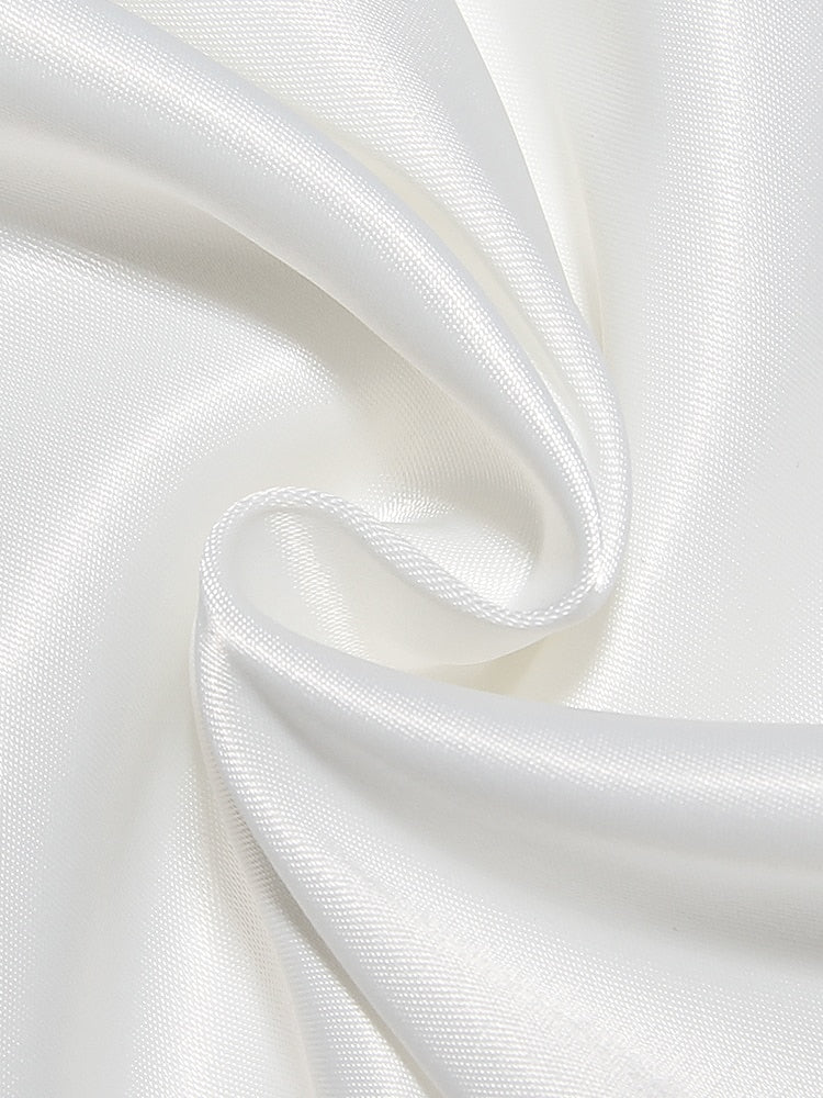 Satin Strapless White Bodycon Dress Mini Diamonds Bow Wedding Guest Night Party Dresses Summer Women's Dress The Clothing Company Sydney