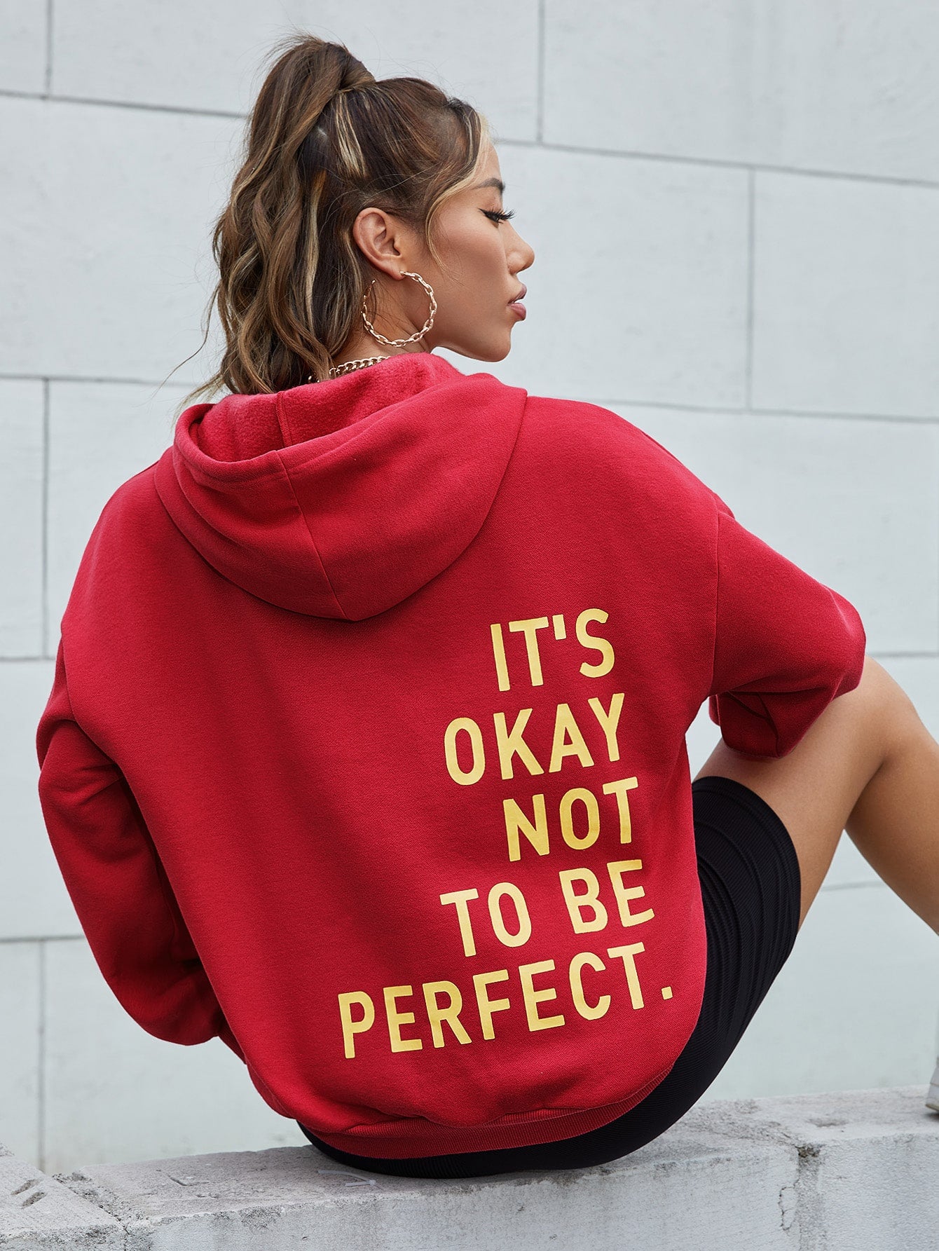 It's Okay No To Be Perfect Print Cotton Mix Long Sleeve Hoodie Niche Soft Sweatshirts Essential Comfortable Tracksuit Sweatershirts The Clothing Company Sydney