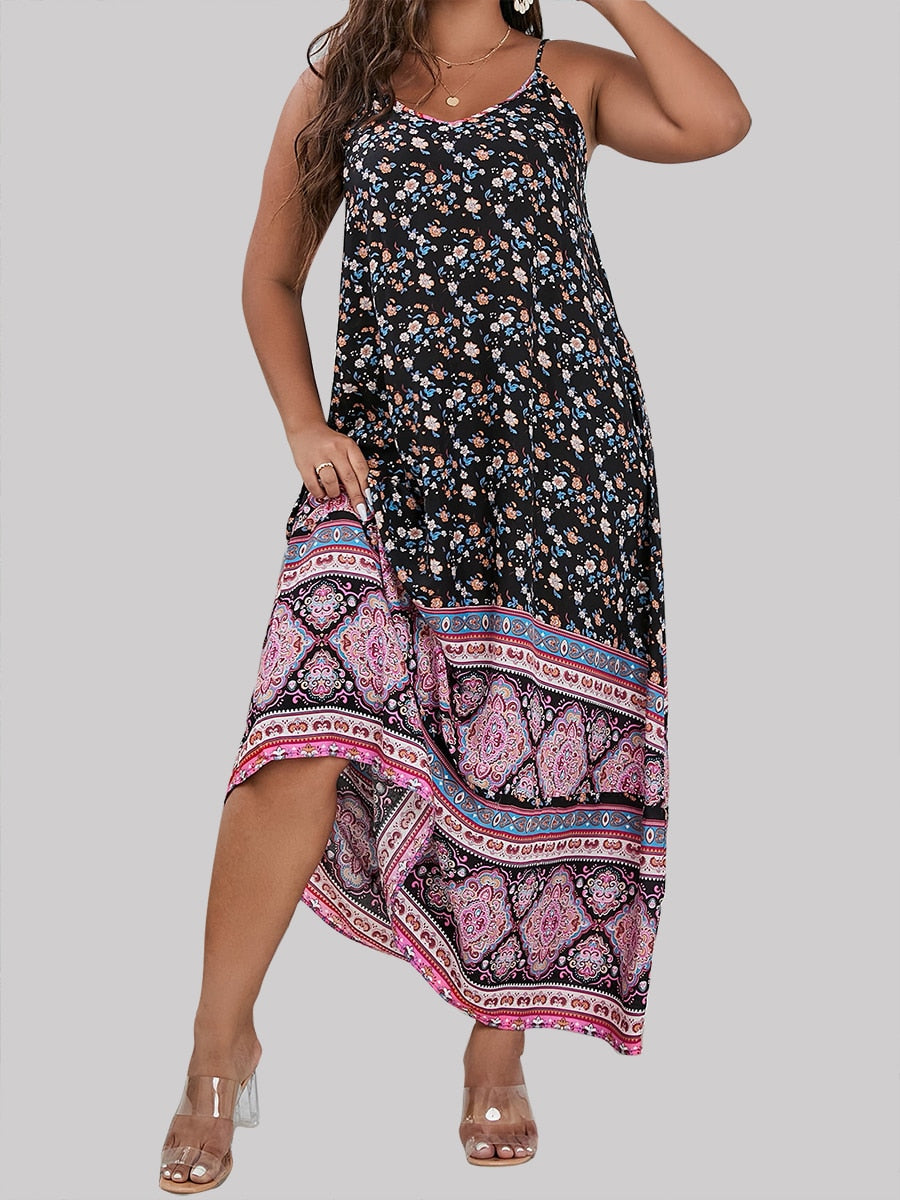 Ditsy Floral Maxi Cami Dress Backless Plus Size Women's Summer Elegant Large Hem Beach Dresses The Clothing Company Sydney