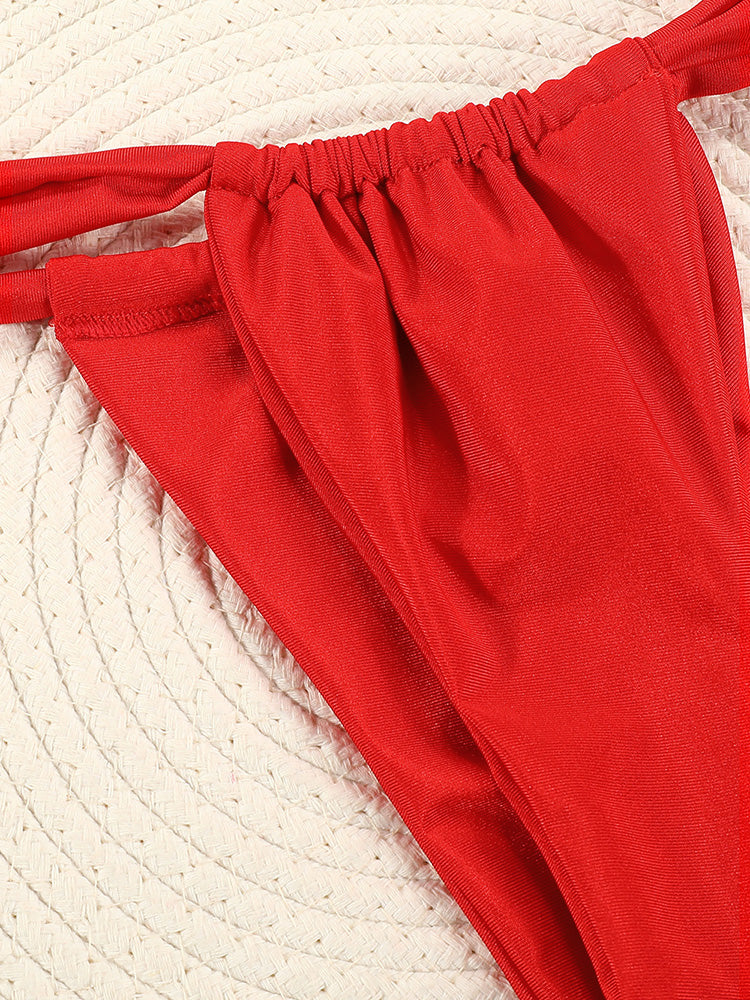 Pleated Bikinis Swimsuit Triangle Bikini Set Swimwear Halter Bathing Suits Bandage Beachwear The Clothing Company Sydney