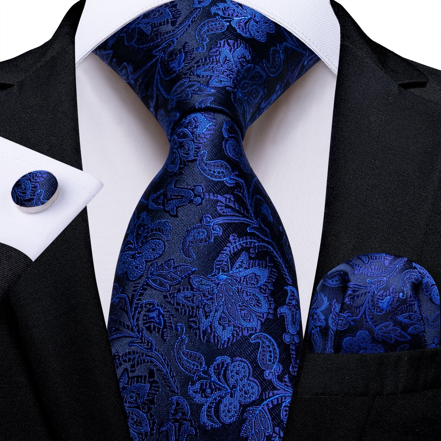 3 Piece Classic 100% Silk Men's Ties 8cm Blue Plaid Dot Striped Business Necktie Handkerchief Wedding Party Tie Set The Clothing Company Sydney