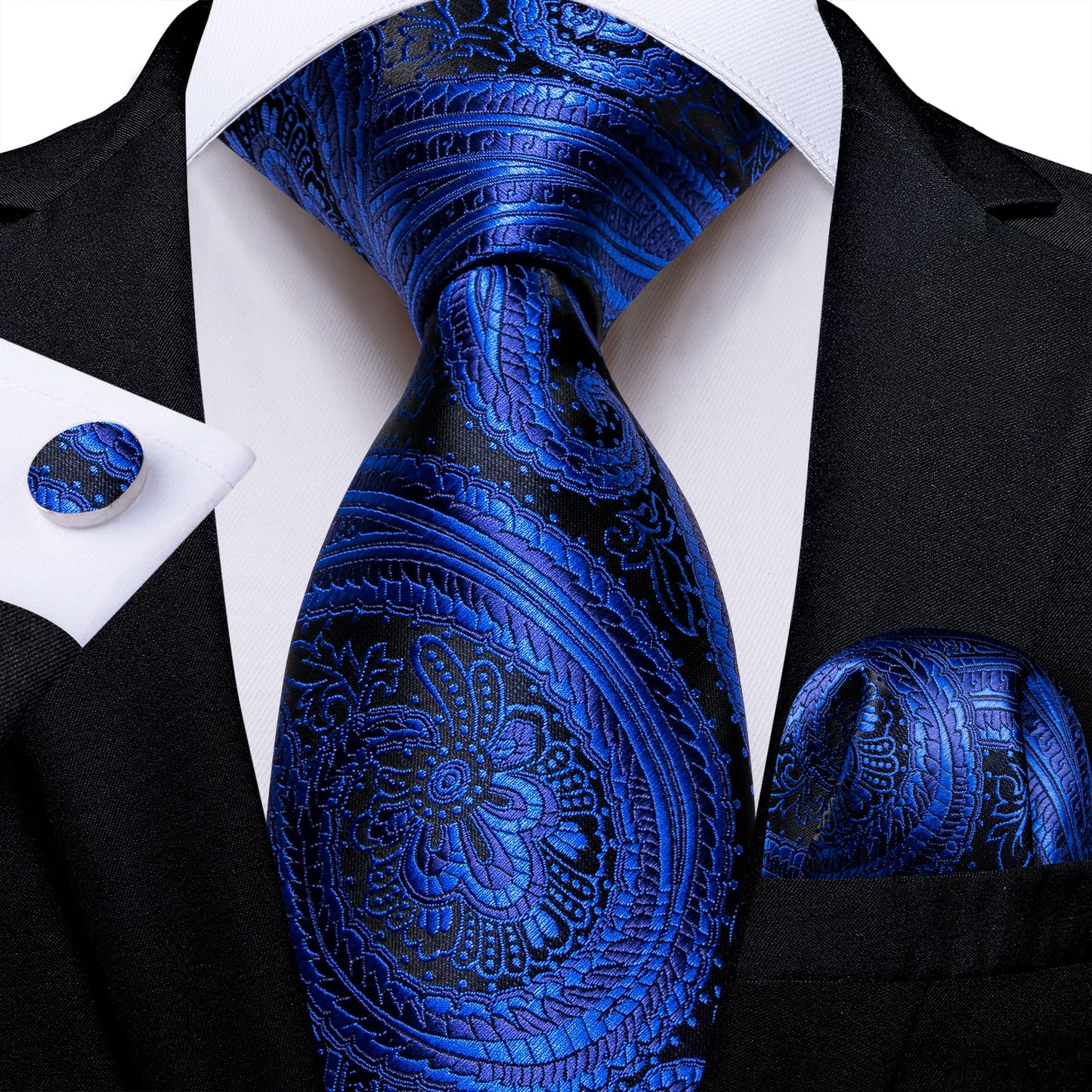 3 Piece Classic 100% Silk Men's Ties 8cm Blue Plaid Dot Striped Business Necktie Handkerchief Wedding Party Tie Set The Clothing Company Sydney