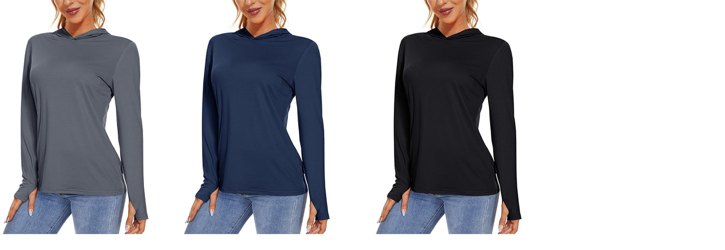 Summer UV/Sun Protection Outdoor Hooded T-shirt Women's Hoodie Shirt UPF 50+ Long Sleeve Fishing Hiking Athletic Shirts The Clothing Company Sydney