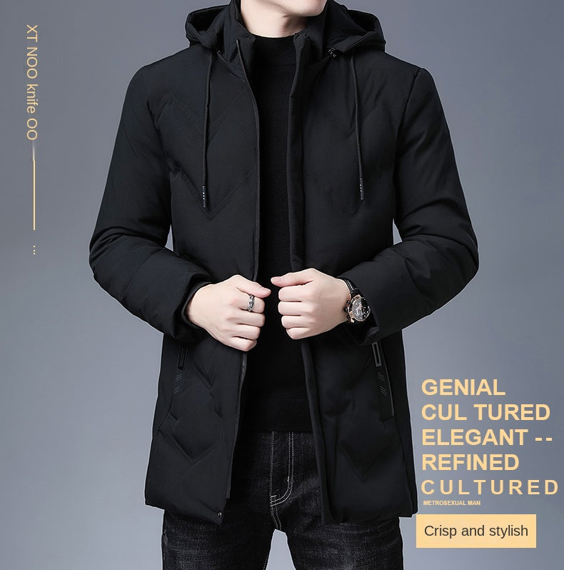 Brand Hooded Casual Fashion Long Thicken Outwear Parkas Jacket Men Winter Windbreaker Coats Men Clothing The Clothing Company Sydney